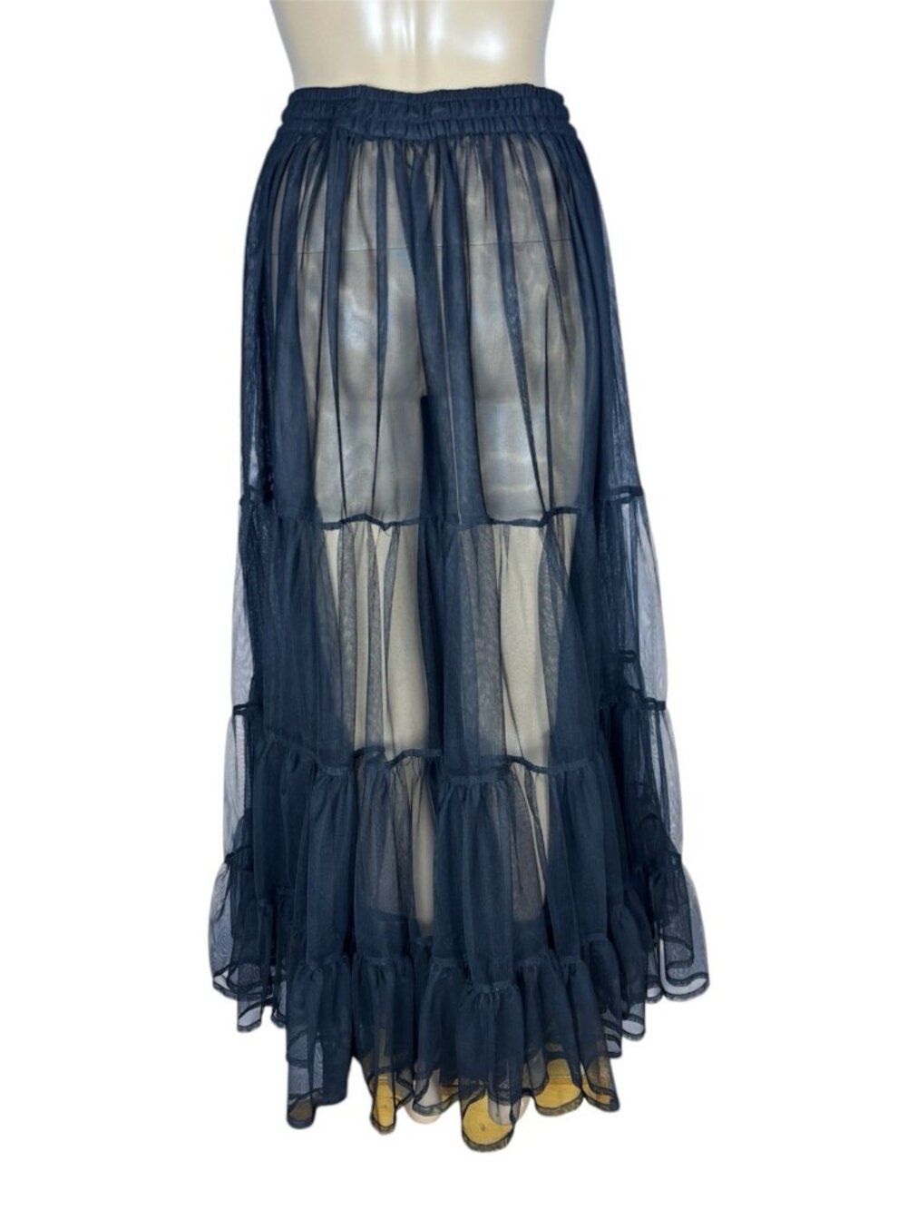 Black Tulle Maxi Skirt Sheer Women’s Sz XL Goth Vampire Witchy Dark Fantasy - Picture 2 of 6